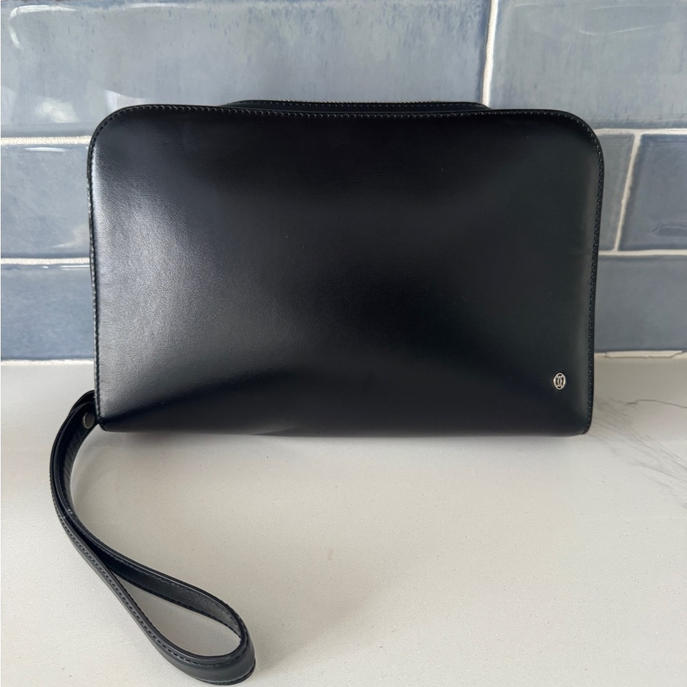 Cartier black leather clutch